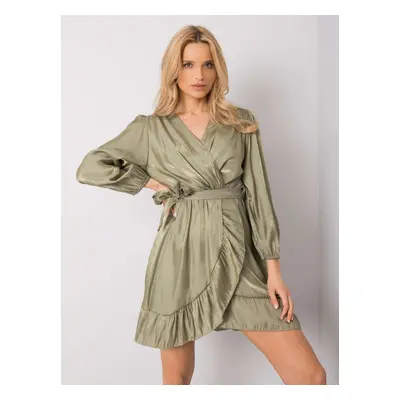 Olivové lesklé šaty DHJ-SK-11037.46P-olive green