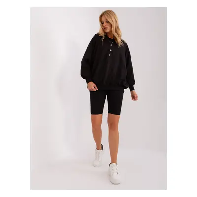 Černý třídílný komplet šortek, crop topu a mikiny EM-KMPL-831.17-black