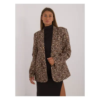 Černo-béžové oversize sako s leopardím vzorem -DHJ-MA-2002A.65-black-beige