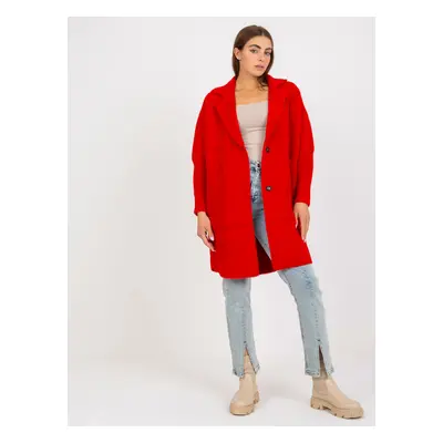 Červený teddy coat Eveline s kapsami -MBM-PL-1521.97P-red