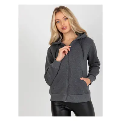 Tmavě šedá mikina na zip -CT-BL-F-621087.65P-dark grey