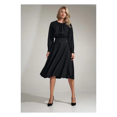 Černé elegantní midi šaty M724 Black