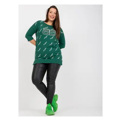 Tmavě zelené delší tričko s potiskem RV-BZ-7036.02P-dark green