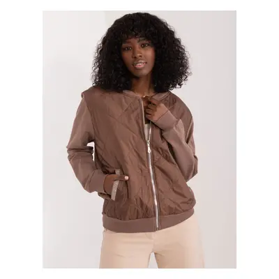 Hnědá prošívaná bomber mikina RV-BL-8223.05-brown