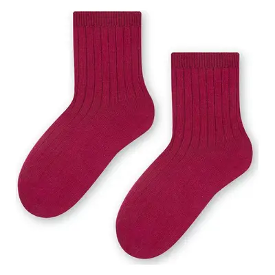 VÍNOVÉ DĚTSKÉ NEKOMPRESNÍ MERINO PONOŽKY ART.130 MC027, CLARET - RIBBED PRESSURE-FREE