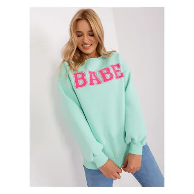 Mintová oversize mikina BABE -EM-BL-617-11.32-mint