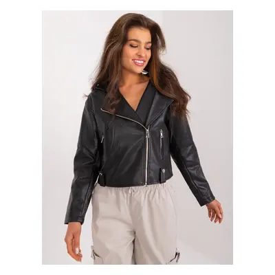 Černá koženková crop bunda HM-KR-288.47-black