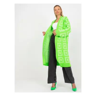 Neonově zelený dlouhý oversized kardigan -LC-SW-0296.08P-fluo green