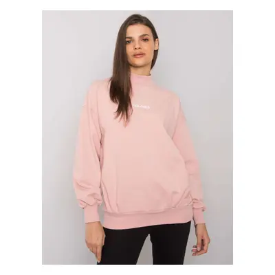 Světle růžová mikina se stojatým límcem a nápisem Coloured RV-BL-7323.00X-light pink