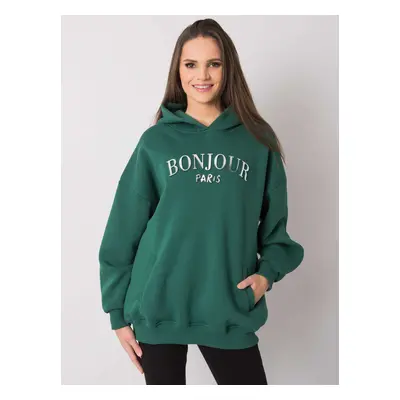 Tmavě zelená dámská oversize mikina s kapucí RV-BL-7357.35X-dark green