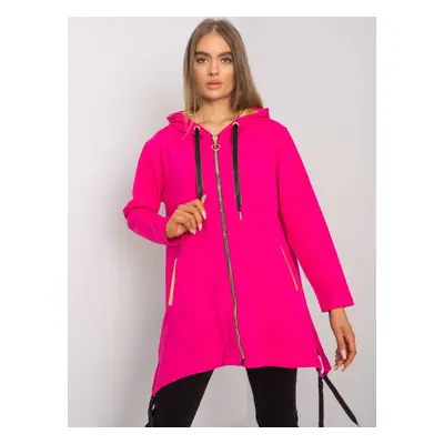 Růžová dámská oversize mikina na zip RV-BL-4899.23P-fuchsia