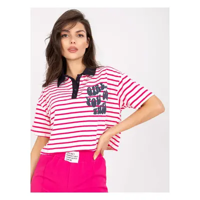 Bílo-růžový polo crop top "Girl... You got this" FA-BZ-7785.91P