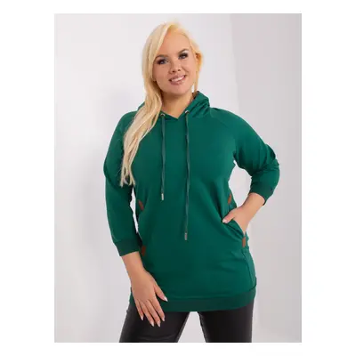 Tmavě zelená mikina s kapucí RV-BL-8221.96-dark green