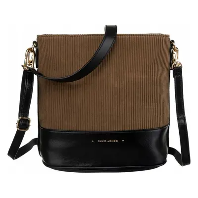 David Jones hnědo-černá crossbody kabelka s manšestrem 6877-2