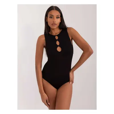 Černé bavlněné body s prostřihy BR-BO-2122-black