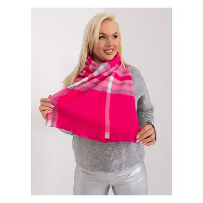 Tmavě růžová vzorovaná šála AT-SZ-23125-1.26-dark pink