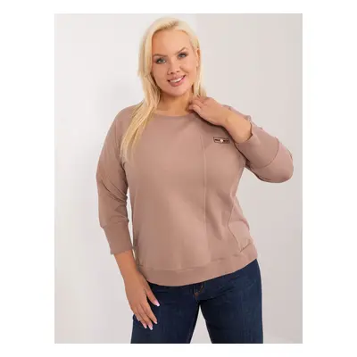 Tmavě béžová volná basic mikina RV-BZ-9353.25-dark beige