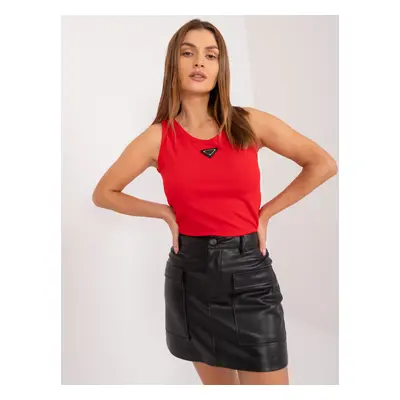 Červený basic žebrovaný top -DHJ-TP-8962.20-red