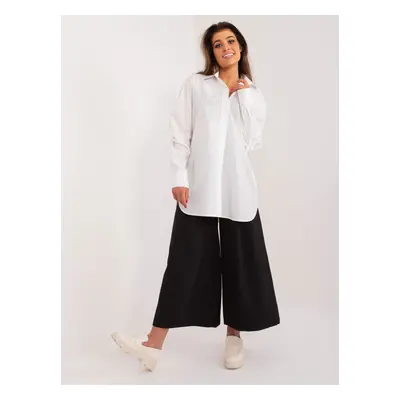 Bílá delší oversize košile LK-KS-509529.13-white