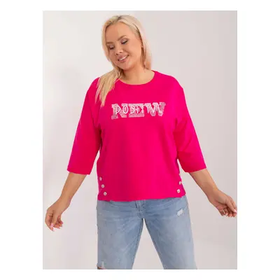 Tmavě růžové tričko s nápisem POSITIVE -RV-BZ-9458.39-fuchsia