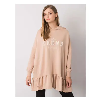 Béžová dámská tunika s nápisem TREND FA-TU-7369.41X-beige