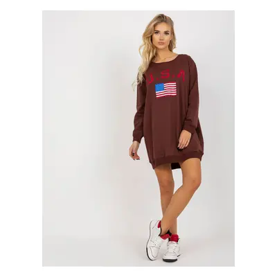 Tmavě hnědé mikinové šaty USA VI-BL-3192.23P-dark brown