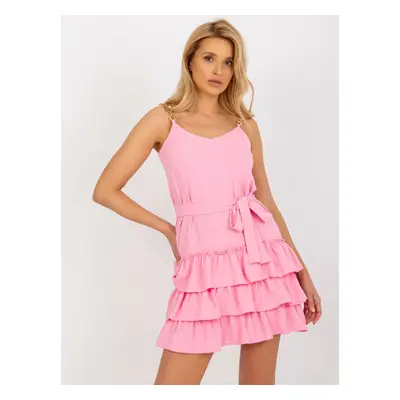 Růžové minišaty s volány -LK-SK-508614.57P-pink