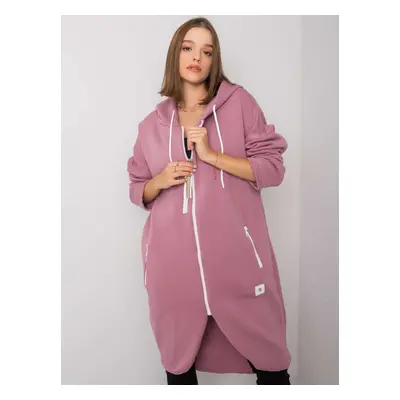 Růžová dlouhá mikina na zip RV-BL-4742.20P-pink