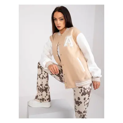 BÉŽOVO-BÍLÝ MIKINOVÝ BOMBER PALMA -EM-BL-697.88-BEIGE-WHITE