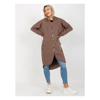 Hnědá dlouhá mikina na zip RV-BL-4858-1.99P-brown