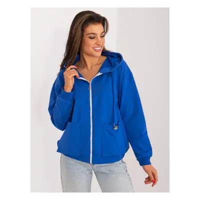 Modrá mikina na zip s kapucí -RV-BL-9136.06-cobalt