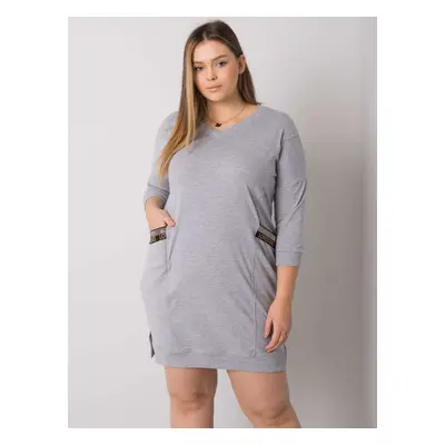 Světle šedé mikinové šaty s kapsami RV-SK-6836.55P-gray