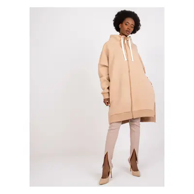 Béžová dlouhá mikina Morocco na zip -FA-BL-7400.86P-beige