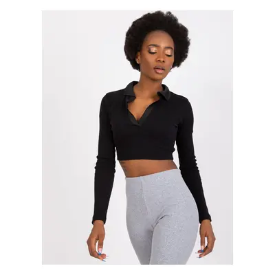 ČERNÝ CROP TOP S DLOUHÝM RUKÁVEM RV-BZ-7563.02-BLACK