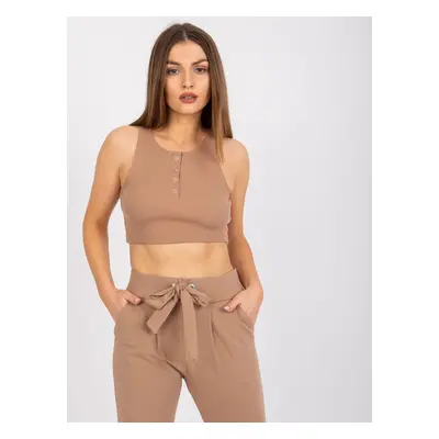 CAMEL CROP TOP S KNOFLÍČKY RILEY -RV-TP-7528.11X-CAMEL BROWN