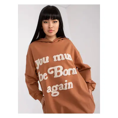 Světle hnědá mikina "You Must Be Born Again" -FA-BL-7716.39-light brown