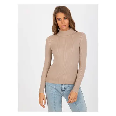 Béžový žebrovaný rolák NM-SW-J52019-1.37-dark beige