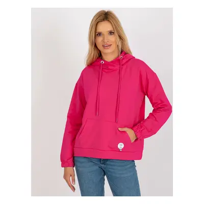 Tmavě růžová mikina s kapucí a klokaní kapsou RV-BL-8655.00P-dark pink