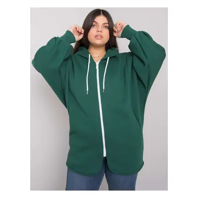 Tmavě zelená basic mikina Ella se zapínáním na zip RV-BL-7282.22P-dark green