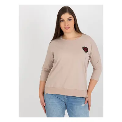 Béžové tričko s aplikací Love RV-BZ-8589.79P-beige