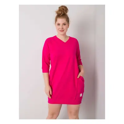 Růžové dámské šaty s kapsami RV-SK-6847.59P-fuchsia