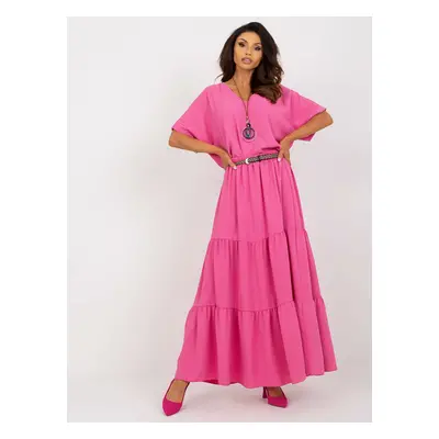 Tmavě růžová volánová maxi sukně DHJ-SD-8367.09-dark pink