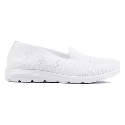 BÍLÉ DĚROVANÉ TEXTILNÍ SLIP-ON H0032W