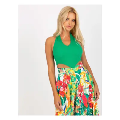 ZELENÝ CROP TOP S HOLÝMI ZÁDY -RV-TP-8012.18-GREEN