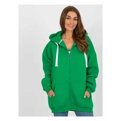 Zelená delší oversize mikina na zip s kapucí EM-BL-751.70-green