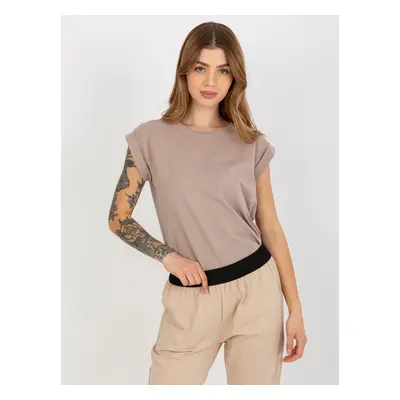 Béžové dámské basic tričko RV-TS-4833.22X-dark beige