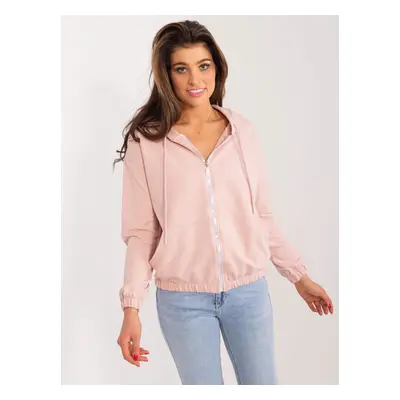 Světle růžová mikina na zip -RV-BL-8855.20-light pink