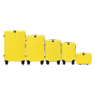 Žlutá 5dílná PEAFOWL PEA01, Set of 5 suitcases (L,M,S,XS,BC) Wings, Yellow