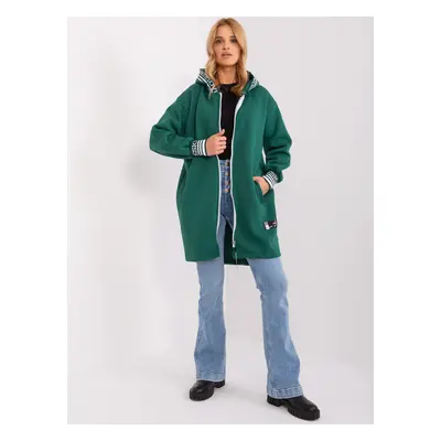 Tmavě zelená dlouhá mikina na zip RV-BL-9225.96P-dark green