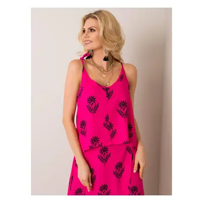 Dámský růžový top potiskem 111-TP-34546.61-dark pink